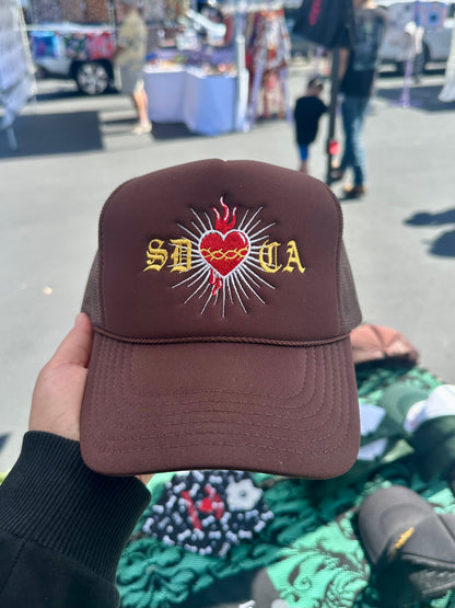 SAN DIEGO CALIFORNIA SACRED HEART FOAM TRUCKER CAP