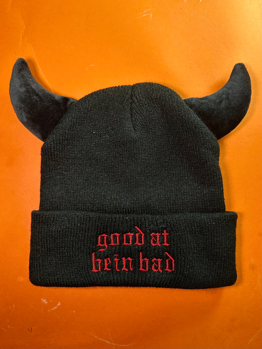 GOOD AT BEIN BAD HORNS BEANIE
